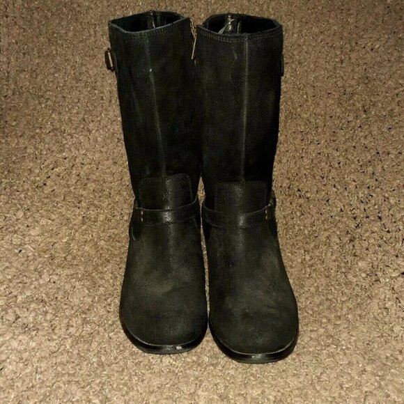 UGG-Caddie-Black Burnished Suede-Stud Detail-Western Style Boots-SZ 6-Near Mint - Picture 4 of 7